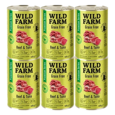 WILD FARM Premium Grain Free Beef and Tuna 6x400g - getreidefreies Katzenfutter