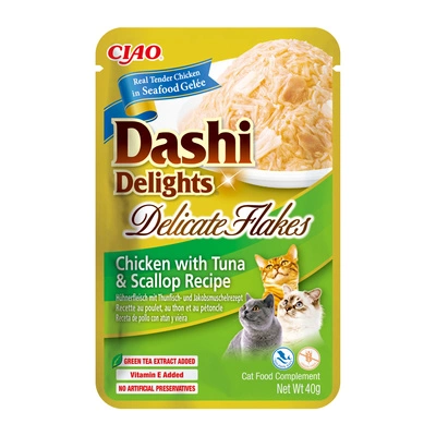 INABA Dashi Delights Delicate Flakes Chicken with Tuna & Scallop Recipe 40g
