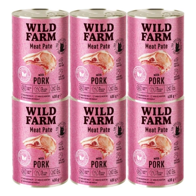 WILD FARM Pastete Schweinefleisch 6x400g - glutenfreies Katzenfutter