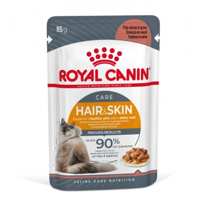 ROYAL CANIN Hair&Skin Care 12x85g Nassfutter in Sauce für ausgewachsene Katzen, gesunde Haut, schönes Fell