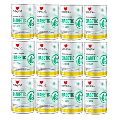 Disgual Nassfutter für Hunde, tierärztlich, DIABETIKANT, Huhn (ausgewachsen), 12x400 g