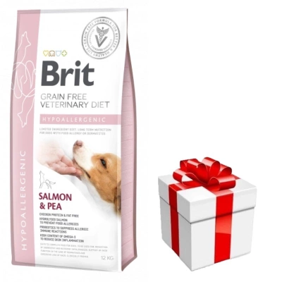 Brit Grain Free Veterinary Diet Dog Hypoallergenic Salmon & Peas 12kg + Überraschung für den Hund GRATIS!