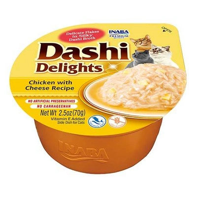 Inaba DASHI Ergänzungsfutter für Katzen - Brühe mit Hühner- und Käsegeschmack 70 g