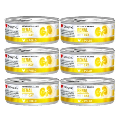 Disgual Nassfutter für Katzen, Veterinärmedizinisch, Nierenfunktion, Huhn (ausgewachsen), 6x85 g