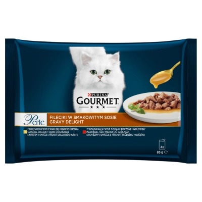 GOURMET Perle Adult Katzenfutter Huhn-Rind in Sauce 4x 85g
