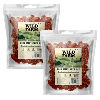 WILD FARM Enten- und Reisherzen 2x500 g Hundeleckerli