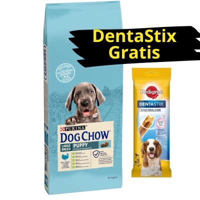 Purina Hundefutter für Welpen großer Rassen mit Pute 14kg + DentaStix GRATIS!