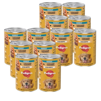 PEDIGREE Adult Dose 12x1200g - Nasses Alleinfuttermittel für ausgewachsene Hunde, mit Huhn in Gelee
