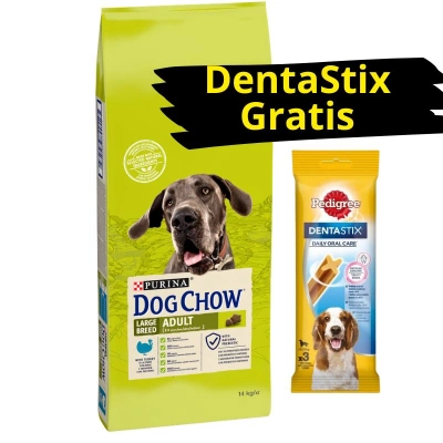 Purina Dog Chow Large Breed Adult mit Pute 14kg + DentaStix GRATIS!