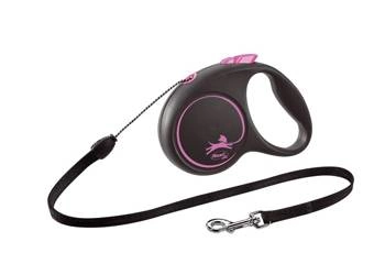 Flexi Leash Schwarz Design S Rope 5m bis zu 15kg Pink
