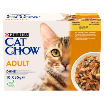 PURINA Katzenfutter Adult Huhn und Zucchini Multipack 10x85g