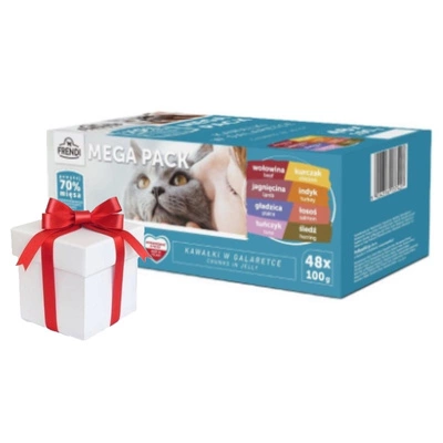 Frendi Katzensäckchen mit Fleisch- und Fischgeschmack in Gelee 48x100g + Überraschung für die Katze GRATIS!