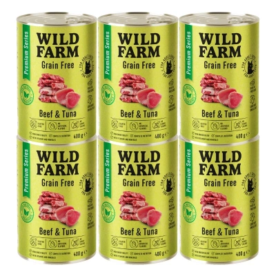 WILD FARM Premium Grain Free Beef and Tuna 12x400g - getreidefreies Katzenfutter