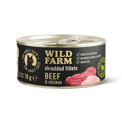 WILD FARM Fillets Rind&Huhn 70g - getreidefreies Katzennassfutter in Brühe
