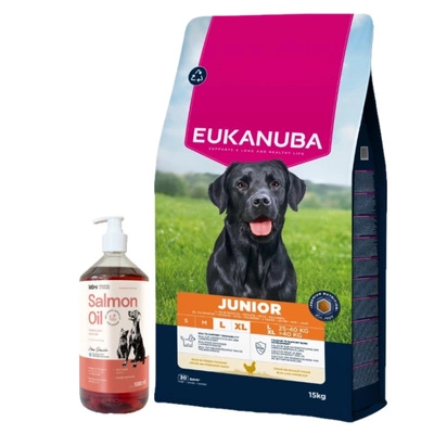 EUKANUBA Junior Large 15kg & Lab-v Lachsöl 1000 ml