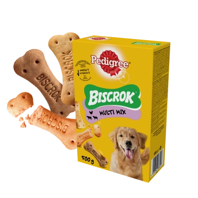 Pedigree Biscrok Cube Cookies für ausgewachsene Hunde mit Lamm, Huhn & Rind 500g