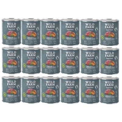 WILD FARM Superfood Wildschwein (Hirschfleisch mit Süßkartoffeln, Beeren und Kräutern) 18x800g getreidefreies Hundefutter