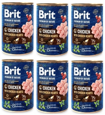 Brit Premium By Nature Chicken With Chicken Hearts 6x400g