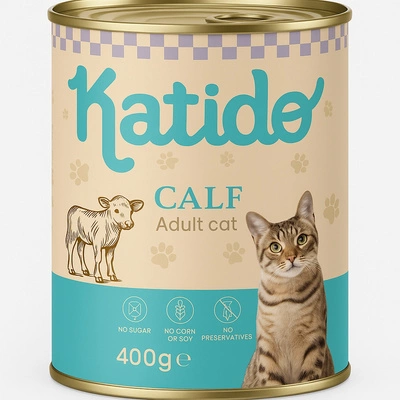 Katido Nassfutter für Katzen, Kalbfleisch, 400 g
