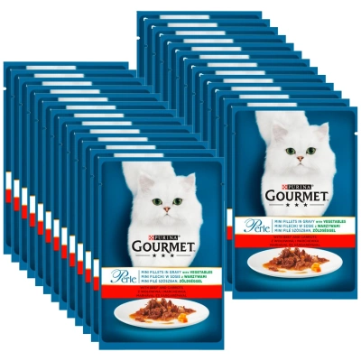 Purina Gourmet Perle Katzenfutter Minifilets in Sauce mit Rindfleisch und Karotten 26x85 g