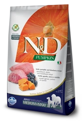 Farmina N&D Kürbis Getreidefrei Canine Adult Medium&Maxi Lamm&Blaubeere 12kg