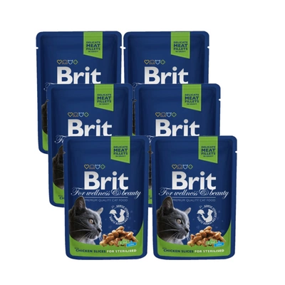 Brit Premium Cat für erwachsene sterilisierte Katzen mit Huhn 6x100g