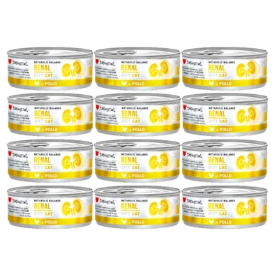 Disgual Nassfutter für Katzen, Veterinärmedizinisch, Nierenfunktion, Huhn (ausgewachsen), 12x85 g