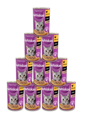 WHISKAS Nassfutter 1+ mit Huhn in Sauce 12x400g