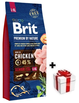 Brit Premium By Nature Senior L+XL mit Huhn 15kg + Überraschung für den Hund