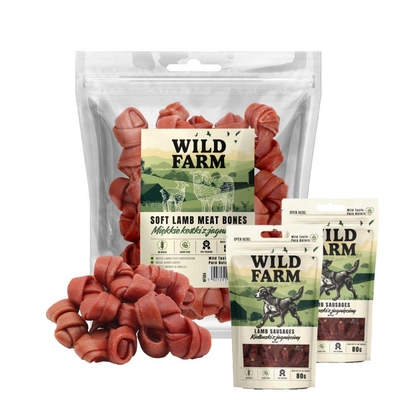WILD FARM Weiche Lammwürfel 500g Leckerli für Hunde & WILD FARM Kaninchenstreifen 2x80g Hundeleckerli