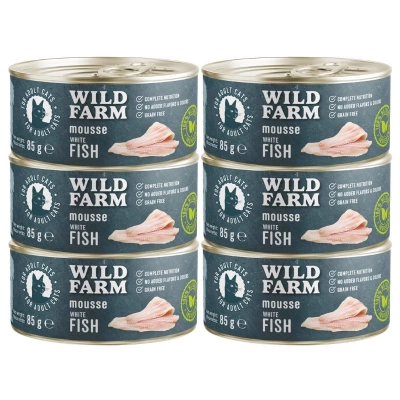 WILD FARM Mousse Weißfisch 6x85g – getreidefreies Mousse für Katzen
