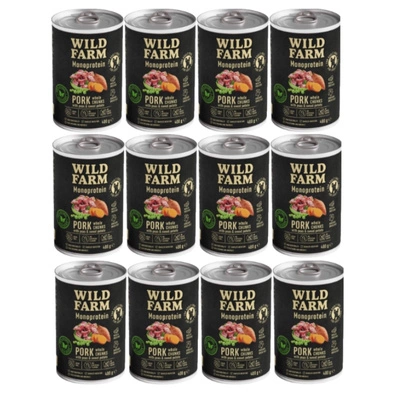 Wild Farm Monoprotein Schweinefleisch 12x400g hypoallergenes Hundefutter