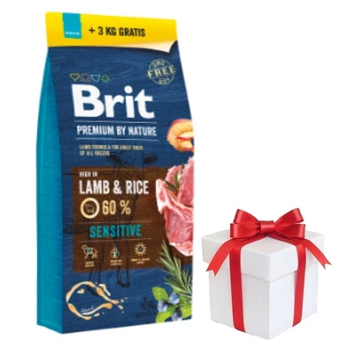 BRIT Premium By Nature Sensitive Lamm 15kg+3kg + Überraschung für den Hund GRATIS!