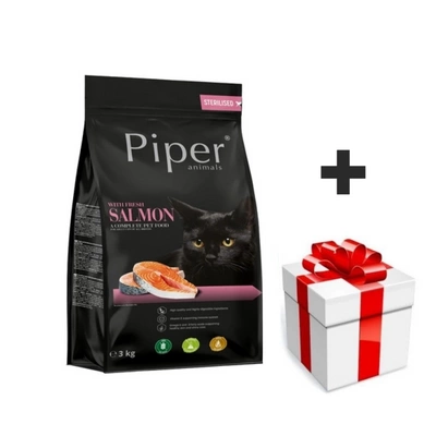 DOLINA NOTECI Piper Animals mit Lachs für sterilisierte Katzen 3kg + Überraschung für die Katze