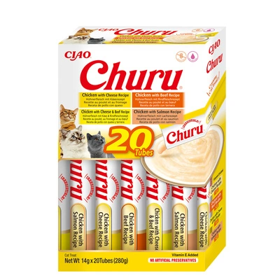 INABA Churu für Katzen – mit Huhn und Rind mischen (20 x 14 g)