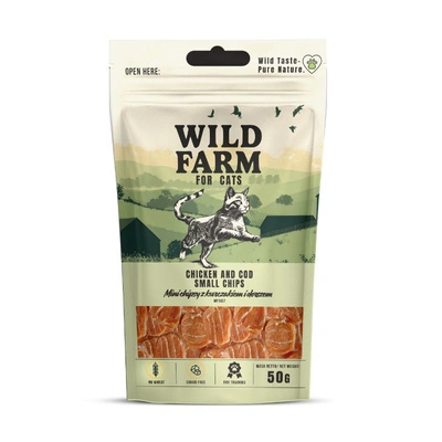 WILD FARM 50 g Chips mit Huhn und Kabeljau 50 g Leckerbissen für Katzen