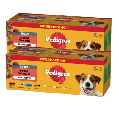 PEDIGREE Adult Beutel 80x100 g - Gemischte Geschmacksrichtungen in Gelee - komplettes Nassfutter in Gelee für ausgewachsene Hunde
