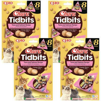 INABA Katzen-Churu-Häppchen – Thunfisch und Lachs 4x(8x12g)