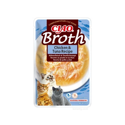 INABA Ciao Broth – Ergänzungsfuttermittel für Katzen mit Hühner- und Thunfischgeschmack in Brühe, 40 g