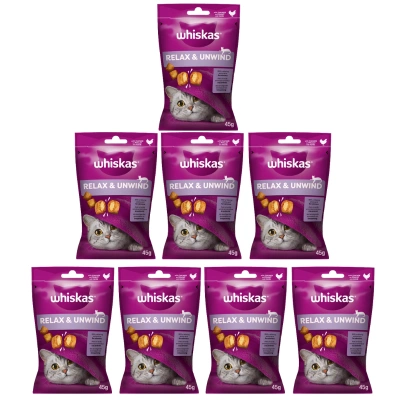 WHISKAS Entspannung und Entspannung 8x45g – Delikatesse für Katzen, mit Huhn