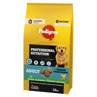 PEDIGREE® Adult Professional Nutrition 12kg mit Geflügel und Gemüse - Trockenvollnahrung für ausgewachsene Hunde großer und mittlerer Rassen
