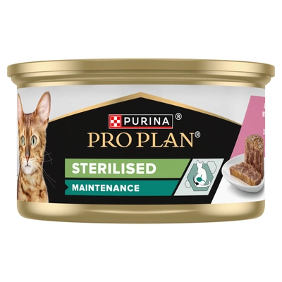 PRO PLAN Sterilisiertes, feuchtes Nassfutter für Katzen mit Lachs- und Thunfischpastete, 85 g