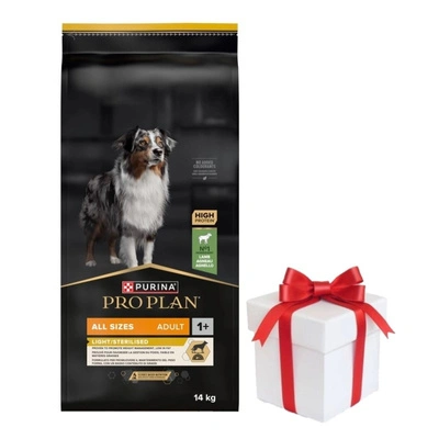 PRO PLAN Light Sterilisiertes Hundefutter für ausgewachsene Hunde aller Größen, reich an Rindfleisch, 14 kg + Überraschung für den Hund GRATIS!