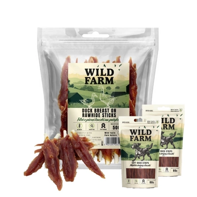 WILD FARM Entenbrustfilet am Spieß 500g Hundeleckerli & WILD FARM Kaninchenstreifen 2x80g Hundeleckerli