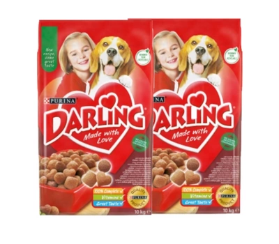 PURINA Darling mit einer leckeren Rind- und Hühnerfleischmischung 2x10 kg - günstiger im Set