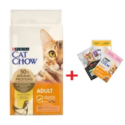 Purina Cat Chow Adult Huhn und Reis 15kg + 3 x Katzenfutter GRATIS!