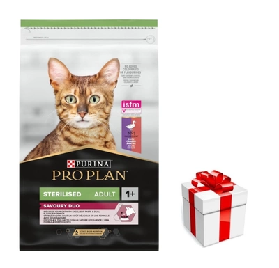 PURINA Pro Plan Katze Sterilisiert Ente & Leber 10kg + Überraschung für die Katze