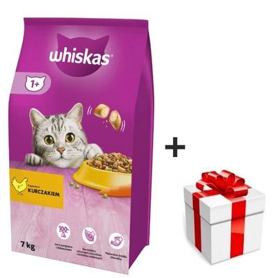 WHISKAS Katzentrockenfutter 1+ mit Huhn 7kg + eine Überraschung für die Katze GRATIS