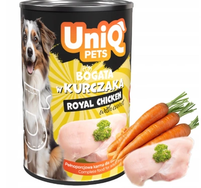 UNIQ PETS Nassfutter für Hunde, Royal Chicken, 375 g, Huhn