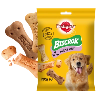 Pedigree Biscrok Cube Cookies für ausgewachsene Hunde mit Lamm, Huhn und Rind 200g